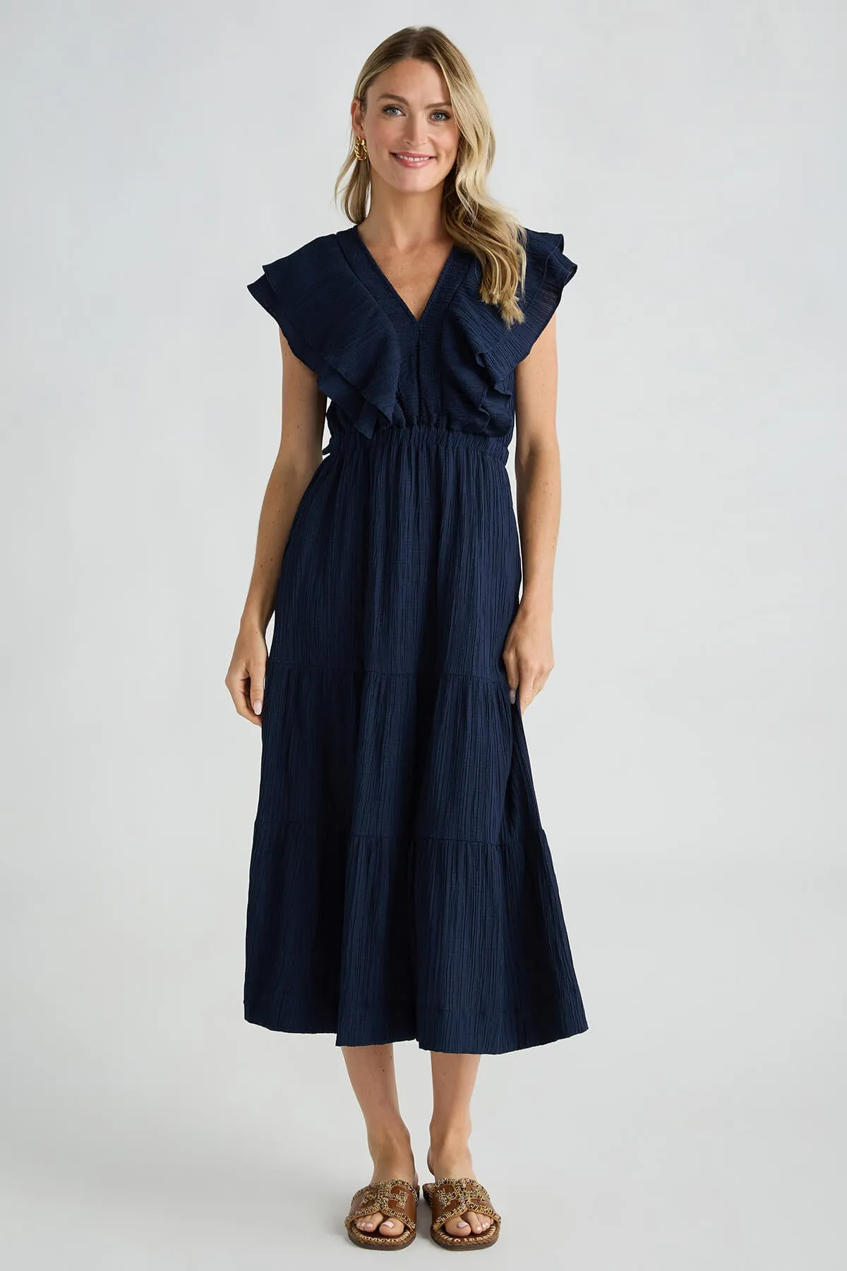 THML Ruffle Vneck Maxi Dress