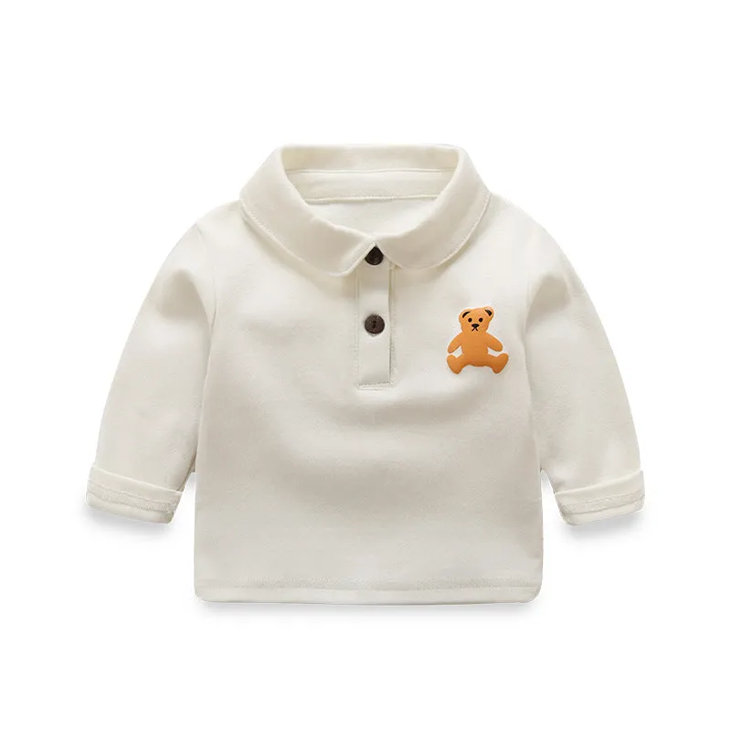 Toddler Boys Girls Cute Bear Shirt Baby Long Sleeve Polo