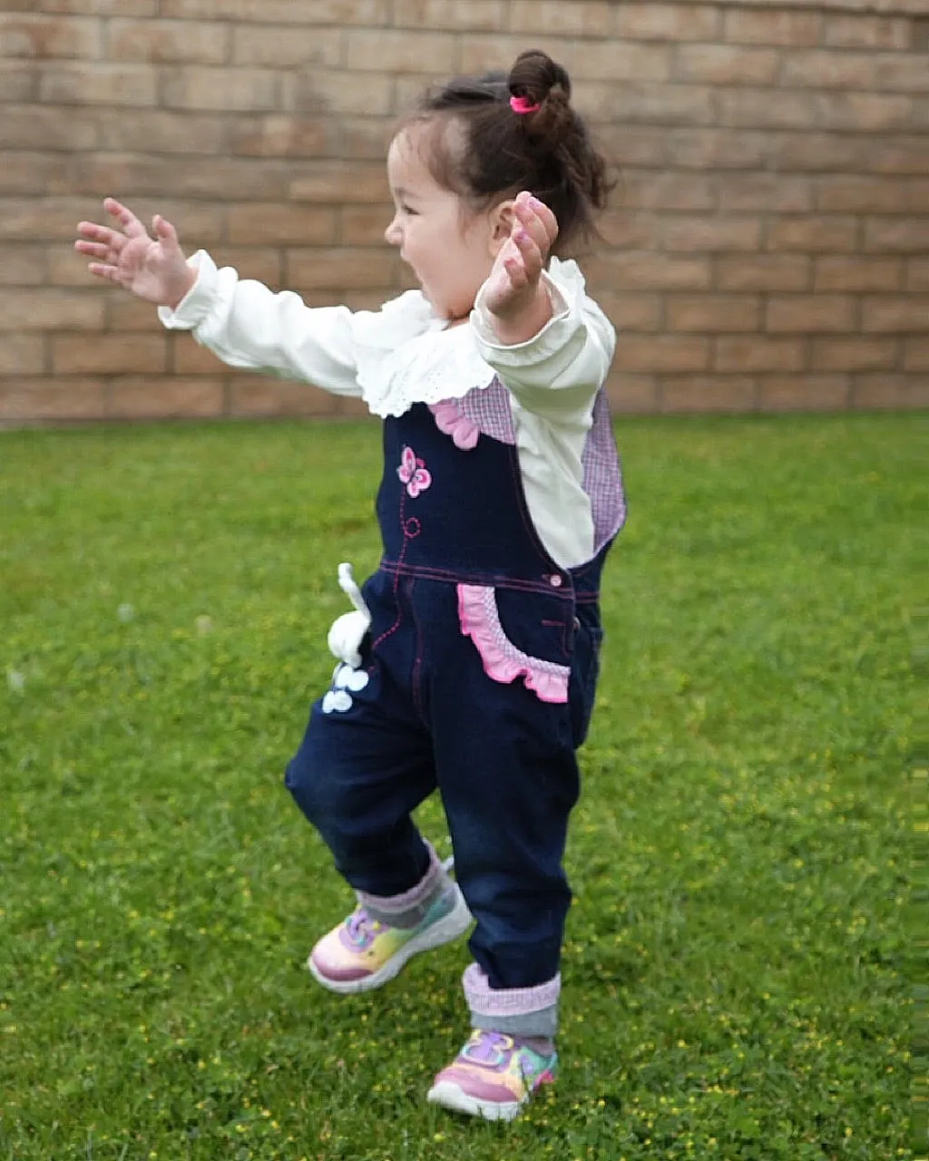 Toddler Girl Bunny Style Soft Denim Overalls Set