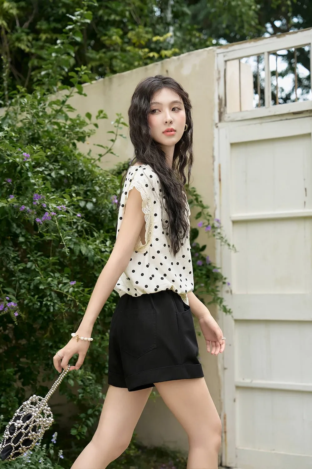 Vintage Polka Dot Silk Blouse for women